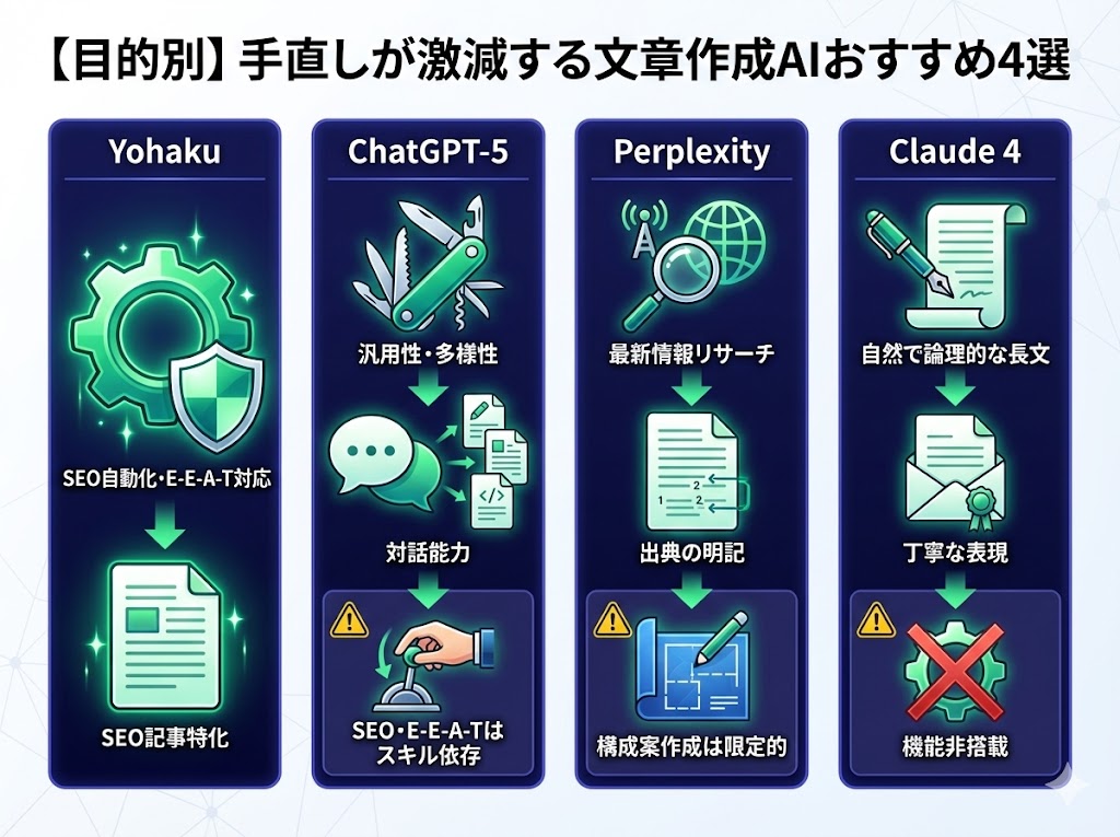 【目的別】手直しが激減する文章作成AIおすすめ4選