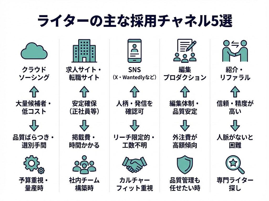 ライターの主な採用チャネル5選