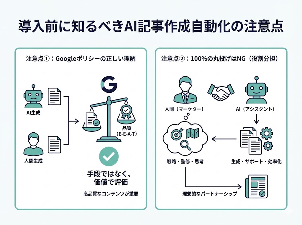 導入前に知るべきAI記事作成自動化の注意点