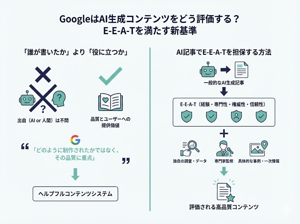 GoogleはAI生成コンテンツをどう評価する？E-E-A-Tを満たす新基準