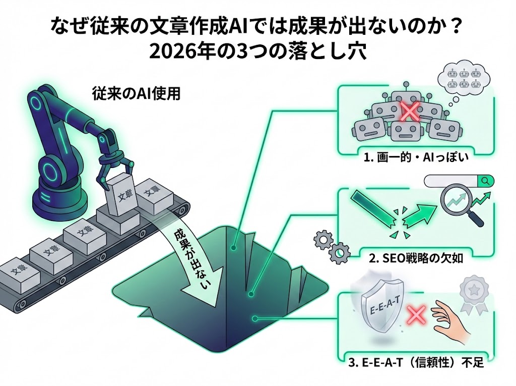 なぜ従来の文章作成AIでは成果が出ないのか？3つの落とし穴